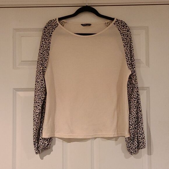 Shein Off White And Black Waffle knit blouse L - Picture 1 of 3